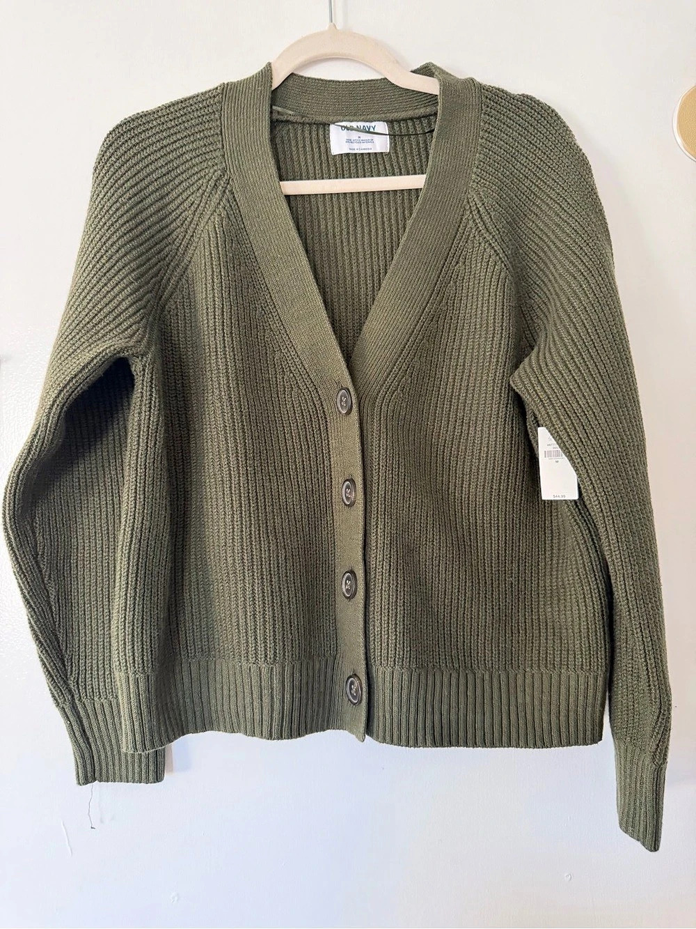 Old Navy Shaker-Stitch Cardigan Sweater Ribbed Cardigan in Green Size women Medi